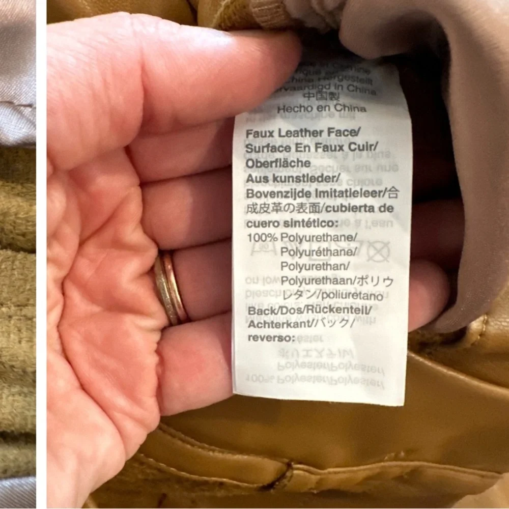 Madewell Women's Vegan Leather Paperbag Pants Size 12 Camel Tan Pull On - Picture 5 of 12